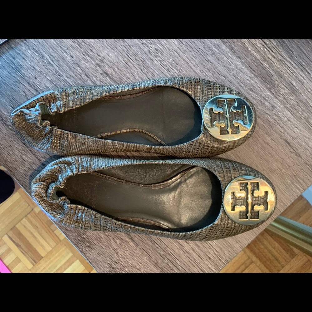 Tory Burch Reva flats in Crocodile